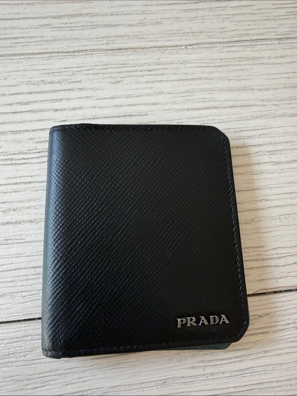 Prada Black Saffiano Leather Bi-Fold Card Holder Wallet